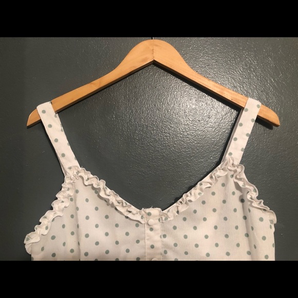 White & Mint green polka dot crop top - Picture 2 of 5